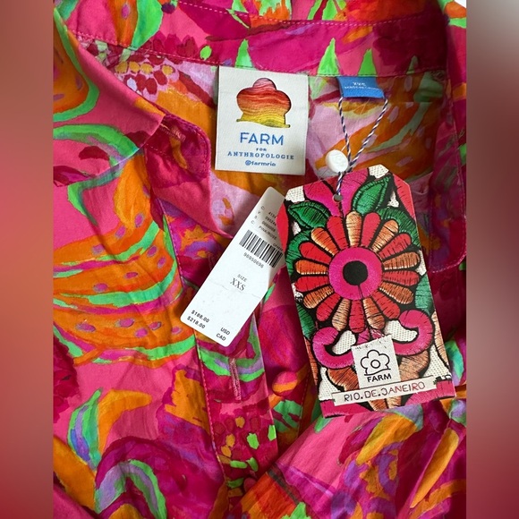 NWT Farm Rio x Anthropologie XXS Long-Sleeve Printed Collared Romper - Picture 9 of 12